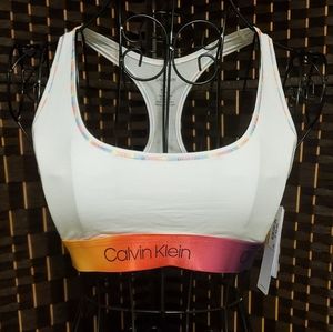 Calvin Klein Unlined Bralette White Rainbow Band